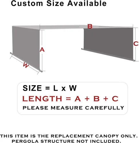 Miniatura 5 de Cubierta de sombra para pérgola – Toldo de repuesto para pérgola con paño de sombra transpirable para pérgola de 10 x 10 y 12 x 10 pies