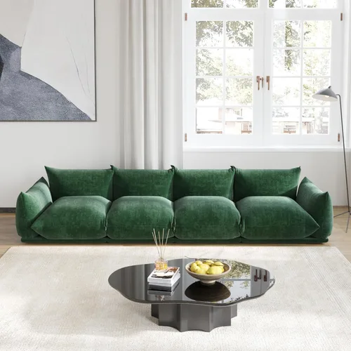 Miniatura 25 de Sofá de nube de asiento profundo de 77 pulgadas, moderno sofá modular de chenilla, sofá modular de 2 asientos con cojines gruesos de felpa y otomana