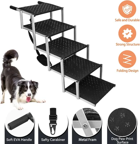 Miniatura 2 de Rampas para perros grandes – Escalones portátiles para perros para automóviles y SUV, camiones, escaleras ligeras antideslizantes para perros que