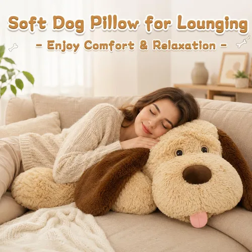 Miniatura 3 de MorisMos Animales de Perro de Peluche Gigantes, Perros de Peluche Grandes de 51 pulgadas, Almohada de Cachorro Grande y Suave para Niños, Niñas