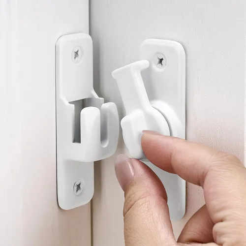 Miniatura 10 de INIRET Paquete de 2 Pestillos de Seguridad Mejorados Plateados con Cierre Abatible - Pestillo de Puerta Deslizante y Batiente de Servicio Pesado