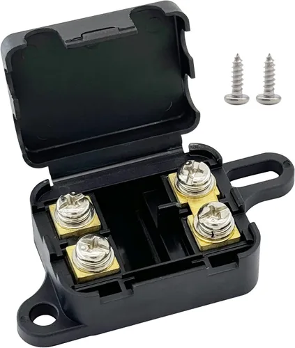 Ampper - Soporte para fusibles ANL de 12 a 24 V, caja de fusibles MANL en línea de 2 vías para inversor de amplificador de audio de automóvil y más