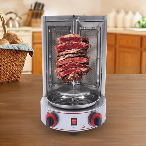 Miniatura 3 de Shawarma - Parrilla vertical de gas para barbacoa de acero inoxidable, parrilla giratoria de 360°, asador de propano con 2 quemadores para hogar