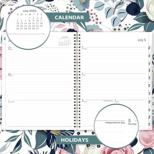Miniatura 4 de Agenda 2026-2027 - Agenda académica 2026-2027, julio 2026 - junio 2027, semanal y mensual con pestañas, agenda de calendario 26-27, de 9 x 11