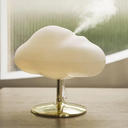 Humidificador de nube de lluvia con colorido LED lámpara de mesa nube humidificador ultrasónico niebla fría para dormitorio luz de noche blanco