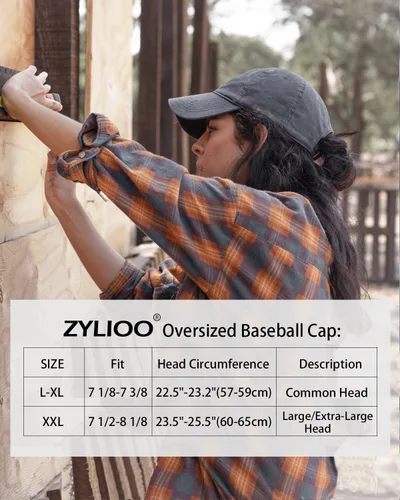 Miniatura 4 de Gorra de béisbol de mezclilla lavada de gran tamaño XXL, gorra deportiva de perfil bajo para cabezas grandes de 23.5 a 25.5 pulgadas, sombrero