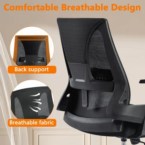 Miniatura 6 de CLATINA Silla de oficina grande y alta de 500 libras, sillas ergonómicas de malla resistente con soporte lumbar ajustable y asiento ancho y cómodo