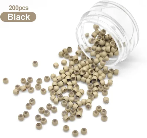 Miniatura 3 de Medsuo 200 piezas de nano anillos forrados de silicona para extensiones de cabello nano puntas nano cuentas de 0.118 in (OD) 0.039 in (ID) 0.079 in