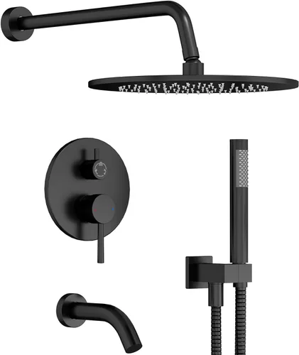 Miniatura 12 de Gabrylly Brushed Gold Shower System with Rough-in Valve, 10 Inch Wall Mounted High Pressure Rainfall Shower Head with Handheld Combo, Luxury All