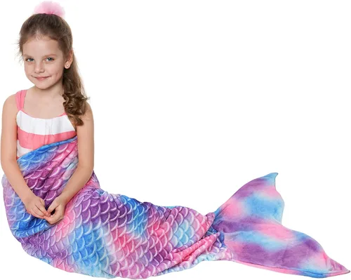 Catalonia Manta de cola de sirena para niños, manta de franela súper suave para dormir para niñas de 3 a 14 años, regalo de cumpleaños para hija
