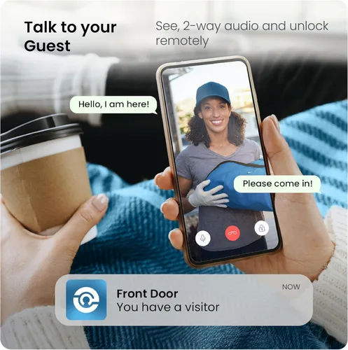 Miniatura 7 de Lockly Vision Elite - Cerradura inteligente de video con cámara, cerrojo inteligente Wi-Fi para puerta delantera, teclado PIN Genie®, cerradura