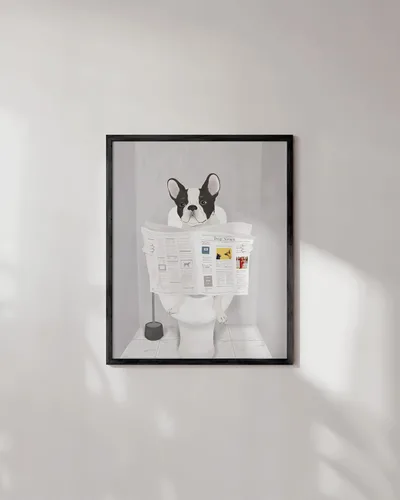 Miniatura 5 de HAUS AND HUES Divertida decoración de baño de perro, divertido arte de pared de baño de perro, póster de animales de bulldog francés