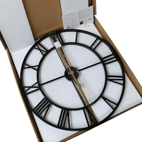 Miniatura 9 de Reloj de pared grande de metal de 24 pulgadas más grueso, reloj industrial decorativo para el hogar con números romanos grandes, reloj retro de gran