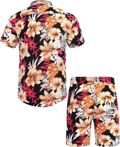 Miniatura 3 de COOFANDY Conjunto de camisa hawaiana y pantalones cortos a juego para la familia, conjunto de blusa floral para hombre y mujer