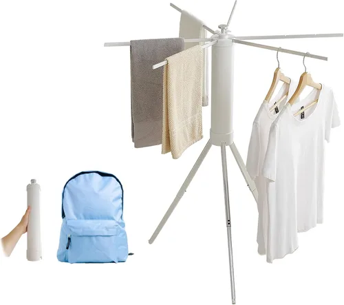 Miniatura 14 de JOOM Trípode de Secado de Ropa, Perchero Portátil y Plegable para Ahorro de Espacio, Perchero de Secado de Ropa para Lavandería - Perchero de Ropa