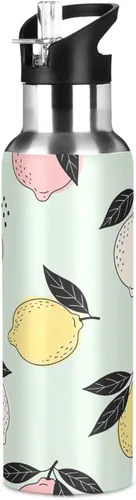 Miniatura 8 de BPA-Free Sports Water Bottle with Straw 20 Oz, Insulated Water Bottle for Gym Outdoor Travel School, Pastel Lemons Light Green