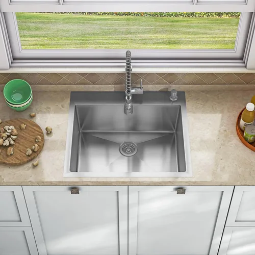 Miniatura 10 de Sinber MT3322C Fregadero de Cocina Empotrable de Un Solo Compartimento de 33" x 22" x 9" con Acero Inoxidable 304 Calibre 18 Acabado Satinado