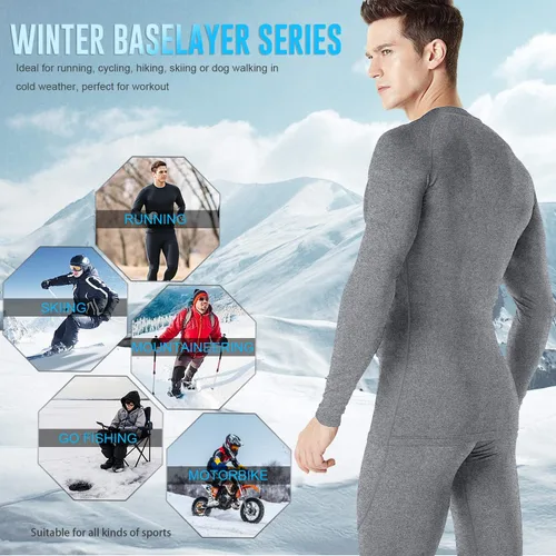 Miniatura 5 de MEETYOO Ropa interior térmica para hombre, capa base para hombre, 2 juegos largos forrados con capa base de engranajes de caza