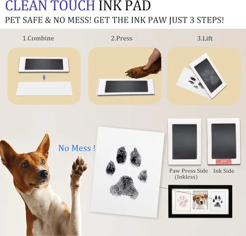 Miniatura 4 de Kit de marco de huella de pata MYPAWLETS, kit de huella de pata de perro/gato, arcilla suave para huellas de pata y almohadilla de tinta de toque