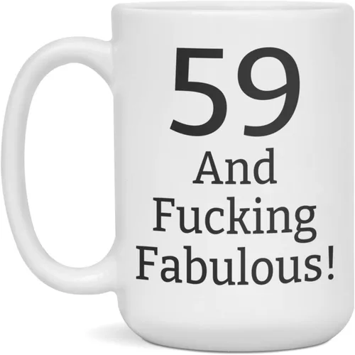 Miniatura 3 de Taza con texto en inglés "59 and Fucking Fabulous", regalos de cumpleaños número 59 para mujeres, regalo de cumpleaños de 59 años, 11 onzas