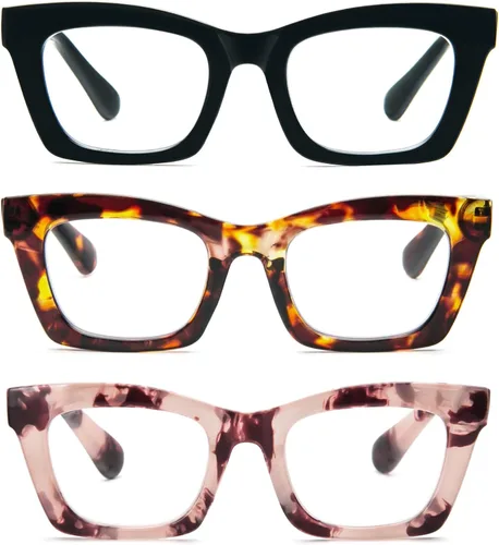 Miniatura 10 de Gafas de lectura para mujer, estilo Oprah, de gran tamaño, con bisagra de resorte cuadrada, lentes de bloqueo de luz azul