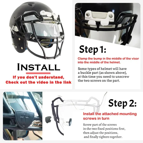 Miniatura 2 de Visera de fútbol, casco de fútbol para jóvenes y adultos, visera de protección facial para accesorios de casco de fútbol, resistente a los golpes