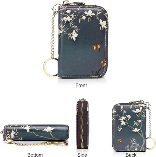 Miniatura 2 de APHISON - Tarjetero con protección RFID, carteras , funda para tarjetas de cuero con cremallera para mujerniñacaja regalo
