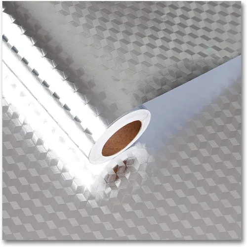 CRE8TIVE Papel adhesivo de acero inoxidable para electrodomésticos de cocina, papel tapiz plateado metálico de 12 x 80 pulgadas, encimeras de