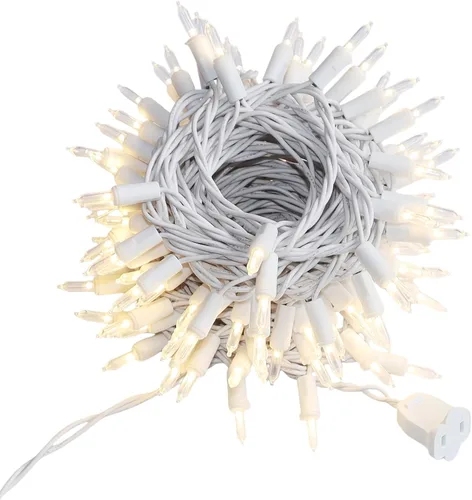 Miniatura 9 de Guirnalda de 100 Luces LED Blanco Cálido de Cable Verde para Navidad, con Certificación UL y Cadena de Iluminación Decorativa Comercial de 35 Pies