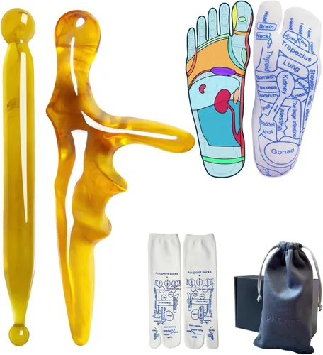 Miniatura 7 de Juego de calcetines de reflexología con herramienta de masaje de acupresión triangular, alivio de fascitis plantar para dolor de talón, tensión