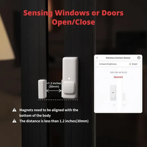 Miniatura 3 de SwitchBot Sensor de contacto de alarma de puerta – Alarma de ventana inalámbrica de seguridad inteligente para el hogar y sensor de puerta, añade
