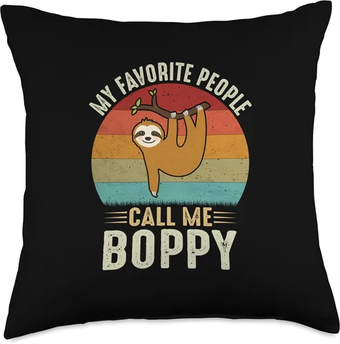 Miniatura 5 de Retro Sloth Boppy Gifts Outfit My Favorite People Call Me Boppy Cute Perezoso amante del abuelo - Almohada de 16 x 16 pulgadas, multicolor