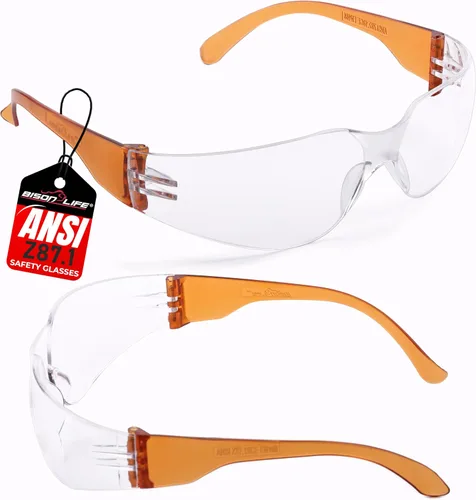 Miniatura 13 de BISON LIFE - Lentes de seguridad con protección envolvente resistente a arañazos, lente de policarbonato resistente a impactos ANSI Z87.1