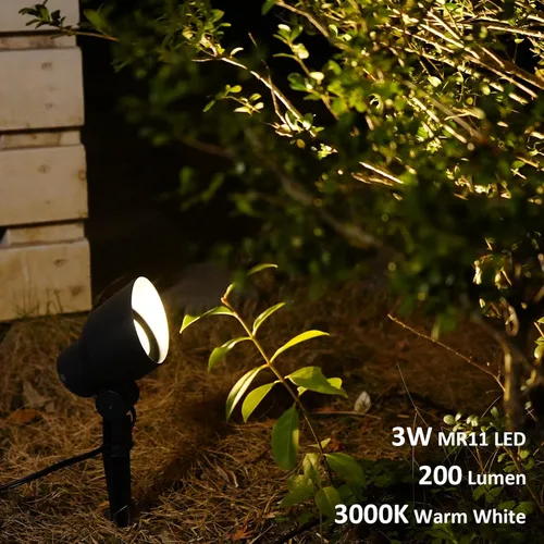 Miniatura 5 de GOODSMANN Foco de bajo voltaje 12V AC Iluminación de paisaje 3W Bombilla LED reemplazable 200 lúmenes 3000K blanco cálido al aire libre con conector
