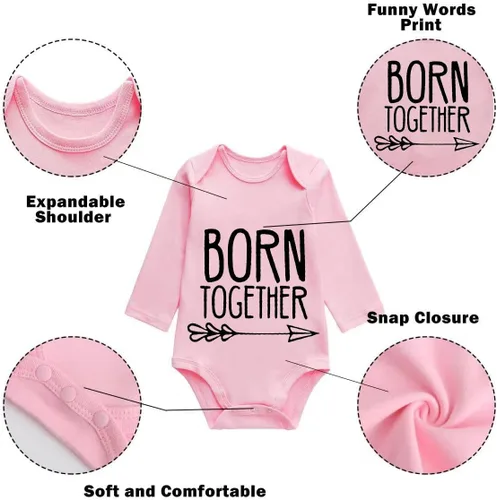 Miniatura 2 de YSCULBUTOL Conjunto de ropa para bebé gemelos con baberos para niña con sombrero