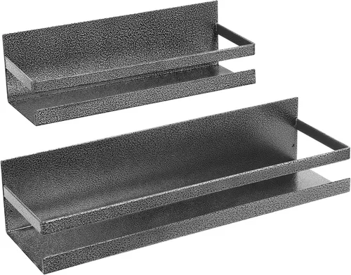 Miniatura 13 de Uten Estante grande para especias para refrigerador, paquete de 2 estantes magnéticos fuertes, organizador de refrigerador movible, ahorro de Gris