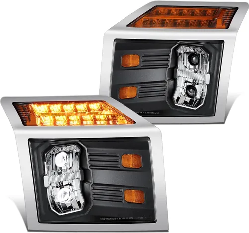 Miniatura 13 de DNA MOTORING HL-HAY-020-CH Par de faros de halo completos con señal de giro secuencial LED, medio anillo, compatible con modelos 08-14 Dodge