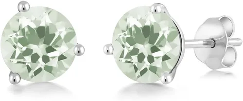 Miniatura 148 de Gem Stone King Aretes de oro de 14 quilates, 0.236 in, piedra natal redonda, Martini, 3 puntas, aretes de oro para mujer