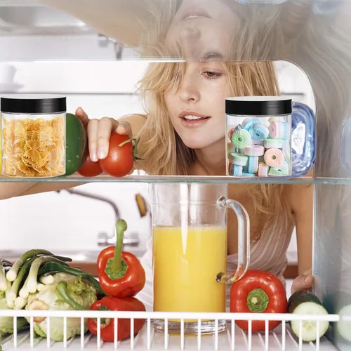 Miniatura 5 de Hajoyful Tarros de plástico con tapas, recipientes vacíos de slime para cosméticos, tarros de comida transparentes para alimentos, tarro redondo