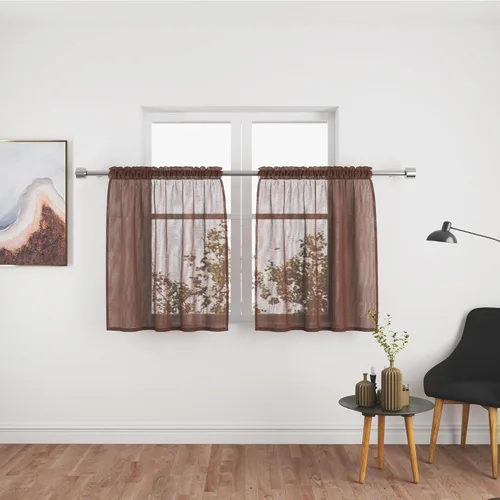 Miniatura 109 de UPOPO Paneles de Cortina Beige Pequeños Cortinas Transparentes de Gasa de 16 Pulgadas de Largo Cortinas de Cocina de Voile con Textura de Lino
