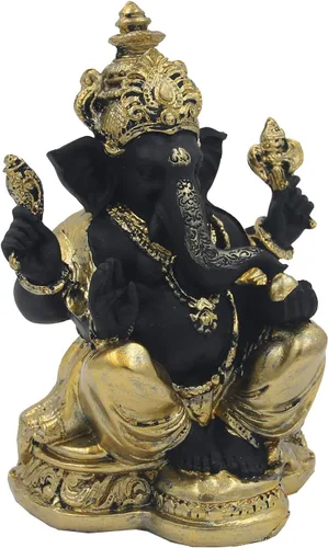 Miniatura 3 de DharmaObjects Ganesh Ganesha - Estatua de Ganesha (6.5 in), color dorado