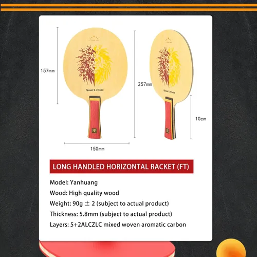 Miniatura 2 de YAN-Wang - Pala de ping pong profesional, Oneside es externa y otra cara está integrada en la raqueta de tenis de mesa de carbono de arilato