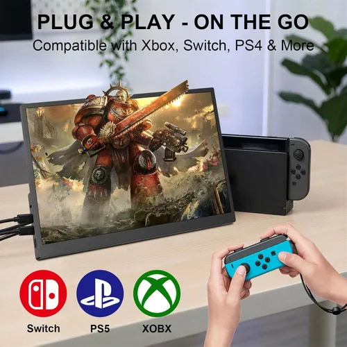 Miniatura 4 de IBW Monitor IPS FHD 1280P de 10.5 pulgadas, 500 liendres 2000:1, monitor portátil ultrafino USB-C HDMI HDR con soporte y doble altavoz, monitor