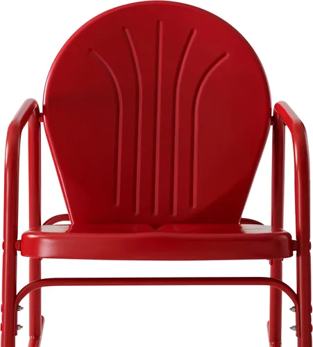 Miniatura 12 de Crosley Furniture Griffith - Juego de 2 mecedoras de metal retro para exteriores, para porche, terraza, balcón, patio trasero, rojo brillante