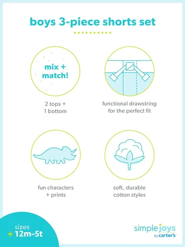Miniatura 25 de Simple Joys by Carter's Conjunto de ropa de juego de 3 piezas para bebés niños