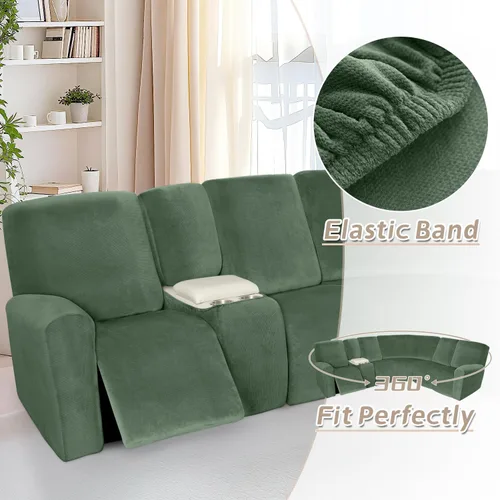 Miniatura 480 de Arfntevss Fundas de sofá seccional reclinable de terciopelo, Funda de sofá seccional de esquina para sofá reclinable, Funda elástica suave