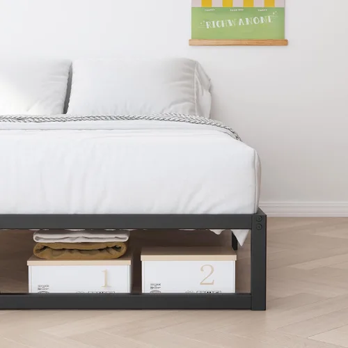 Miniatura 5 de Richwanone Base de cama individual de 5 pulgadas, base de colchón de plataforma metálica con soporte de listones de acero, no necesita somier, fácil