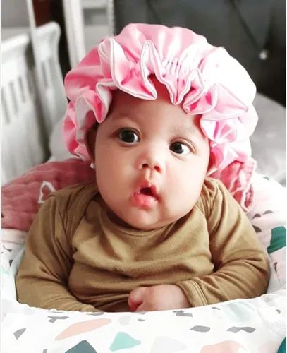 Miniatura 4 de AKISS - Exquisita gorra para dormir reversible con forro de satén para bebés, recién nacidos, niños grandes y pequeños y mamásmujeres