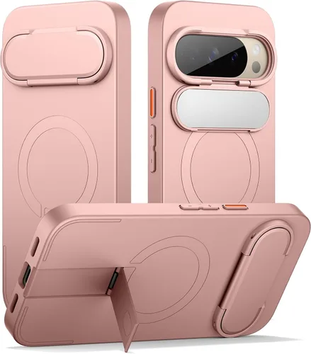 Miniatura 20 de SURITCH Funda para teléfono Google Pixel 9 Pro XL, compatible con MagSafe, funda protectora con cubierta de cámara y soporte de metal ajustable