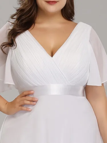 Miniatura 195 de Ever-Pretty Vestido formal para mujer, Navidad, Año Nuevo, cuello en V, gasa, talla grande, largo hasta el suelo, vestido de dama de honor